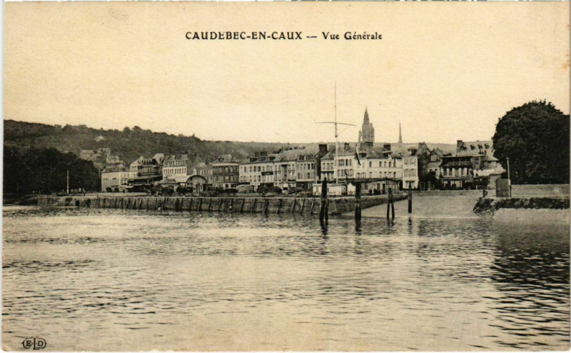 Carte postale ancienne Caudebec-en-Caux - Vue générale