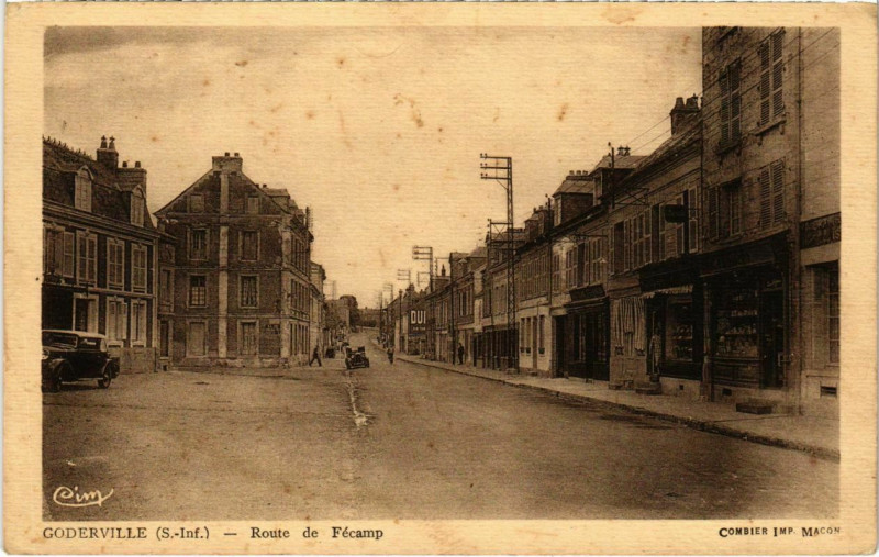 Carte postale ancienne Goderville - Route de Fecamp à Goderville