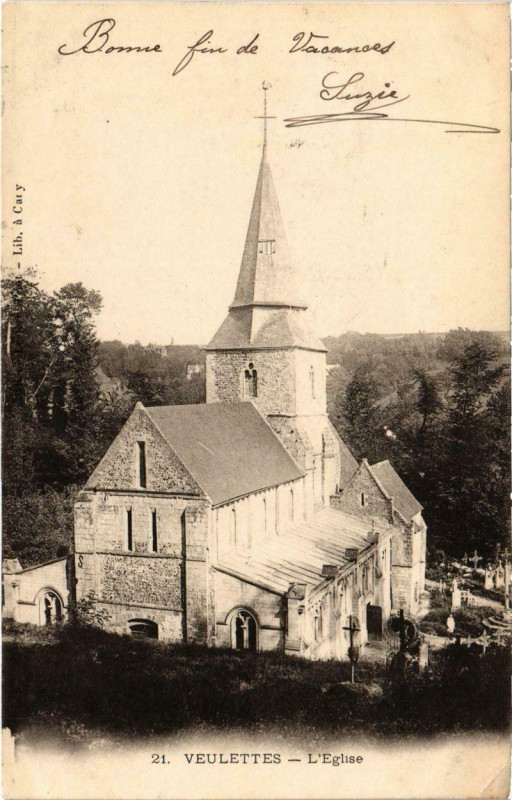 Carte postale ancienne Veulettes - L'Eglise à Eu