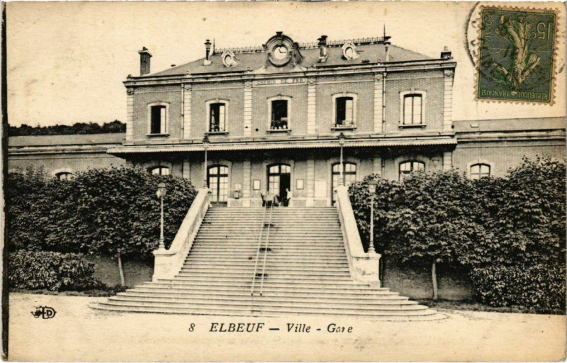 Carte postale ancienne Elbeuf - Ville - Gare à Elbeuf