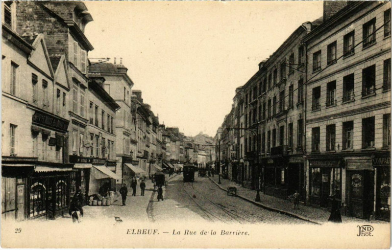 Carte postale ancienne Elbeuf - La Rue de la Barrierre à Elbeuf