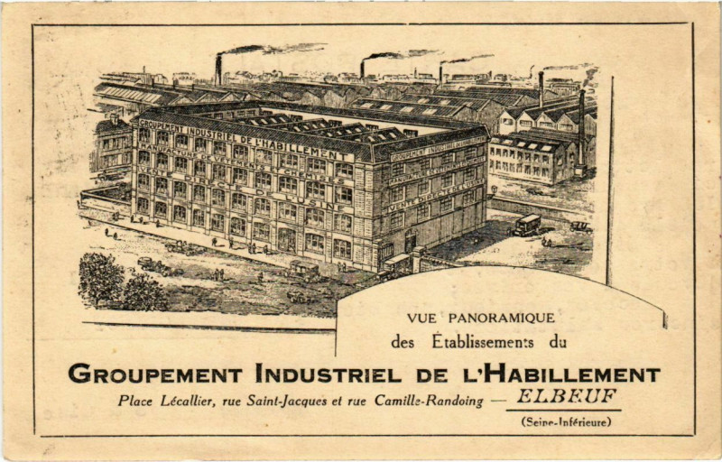 Carte postale ancienne Vue Panoramique des Etablissements du Goupement Industriel de L'Hab