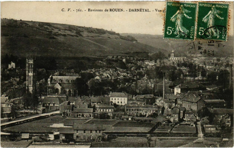 Carte postale ancienne Env. de Rouen - Darnetal - Vue générale à Rouen