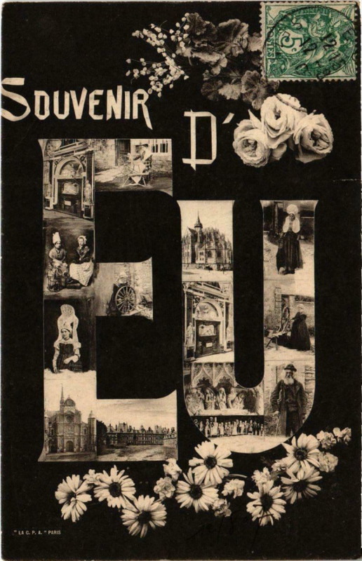 Carte postale ancienne Suvenir d'Eu à Eu