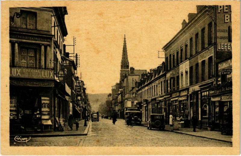 Carte postale ancienne Elbeuf - Rue du Neubourg à Elbeuf