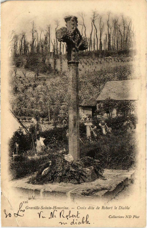 Carte postale ancienne Graville-Sainte-Honorine - Croix dile de Robert le Diable