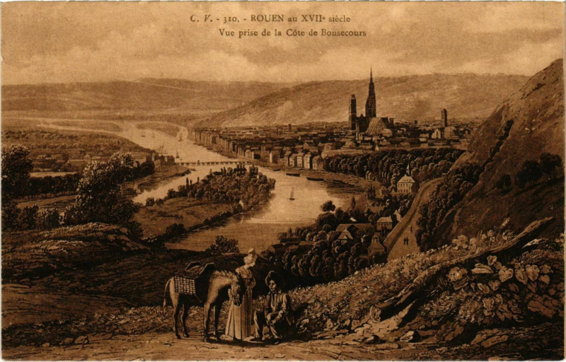 Carte postale ancienne Rouen Vue prise de la cote de Bonsecours à Rouen