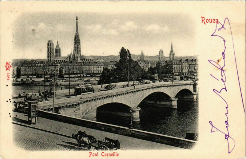 Carte postale ancienne Rouen Pont Corneille à Rouen