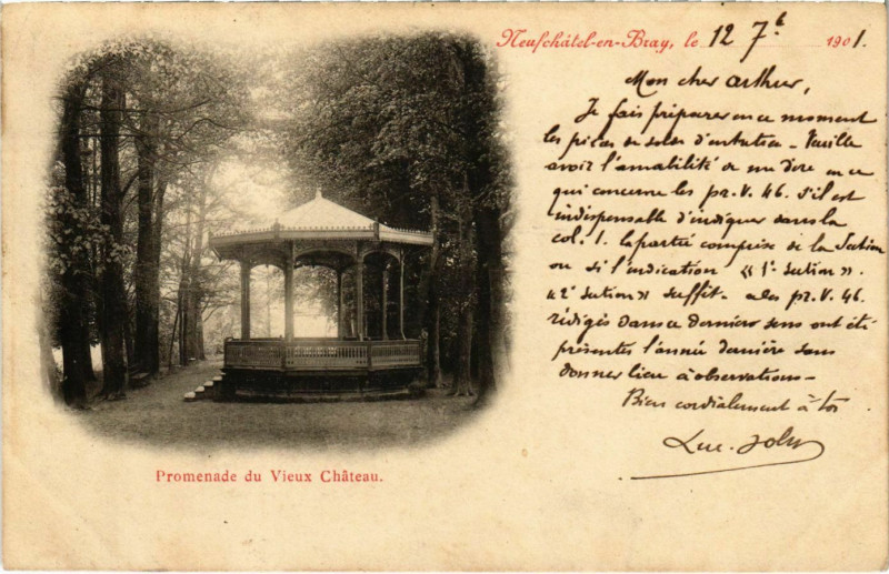 Carte postale ancienne Promenade du Vieux Chateau à Eu