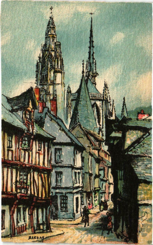 Carte postale ancienne Caudebec en Caux La Grande Rue