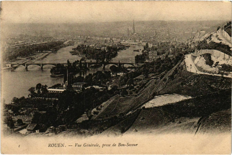 Carte postale ancienne Rouen Vue generale prise de Bon Secour à Rouen