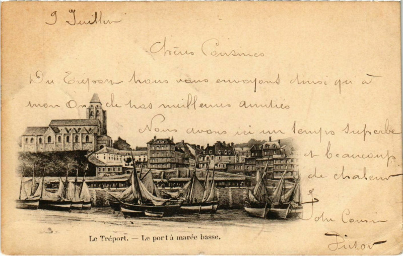 Carte postale ancienne Le Tréport le Port á Marée Basse au Tréport