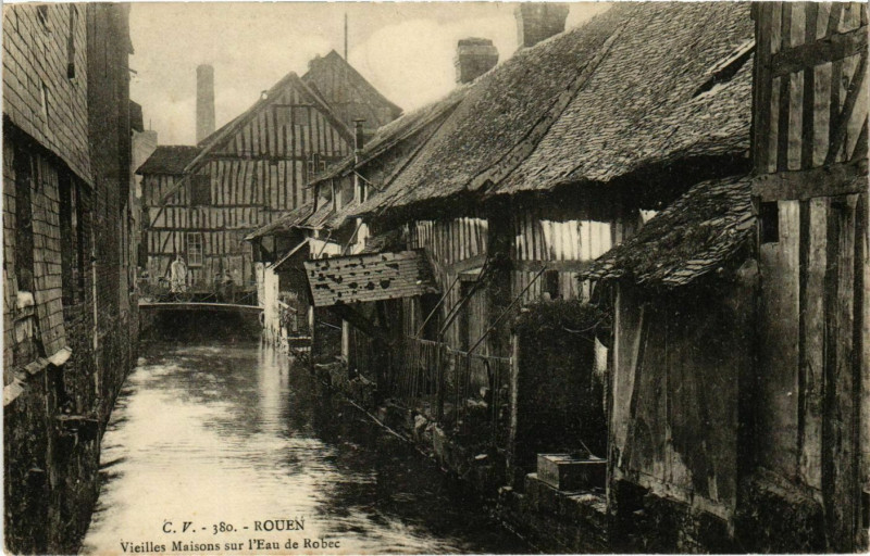 Carte postale ancienne Rouen Vieilles Maisons sur l'Eau de Robec à Rouen