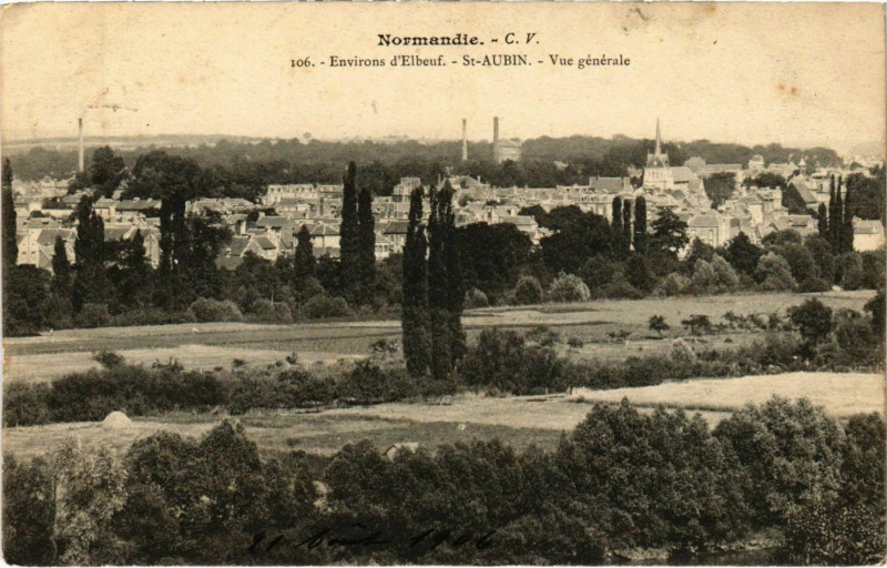Carte postale ancienne Normandie St. Aubin vue generale