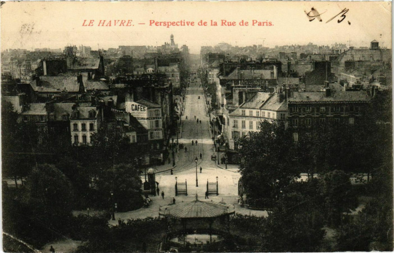 Carte postale ancienne Le Havre Perspective de la Rue de Paris au Havre