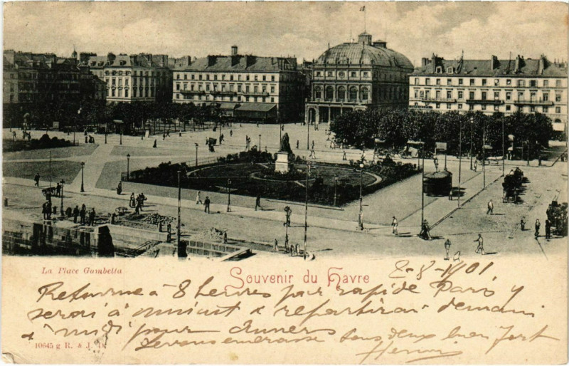 Carte postale ancienne Le Havre La Place Gambetta au Havre