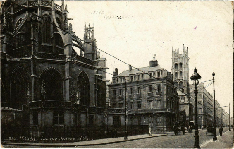 Carte postale ancienne Rouen La Rue Jeanne d'Arc à Rouen