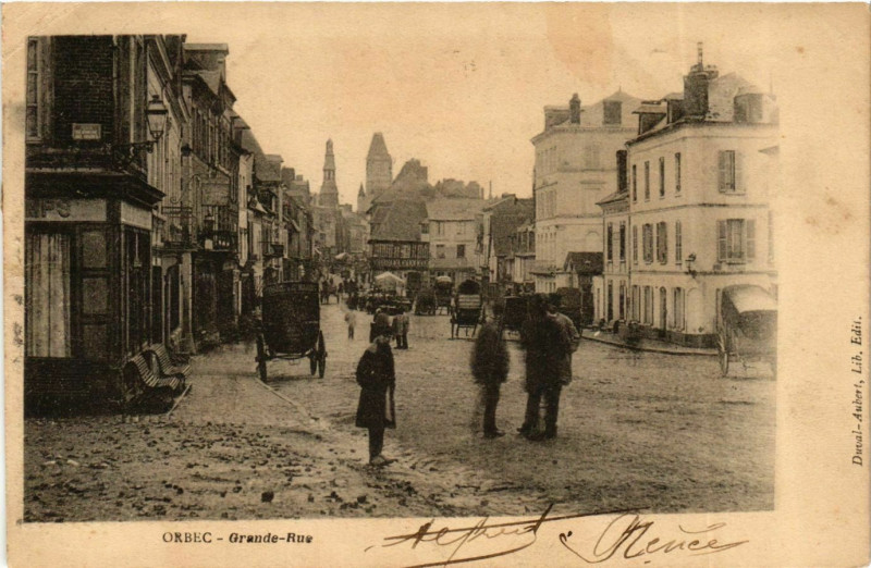 Carte postale ancienne Orbec Grande Rue