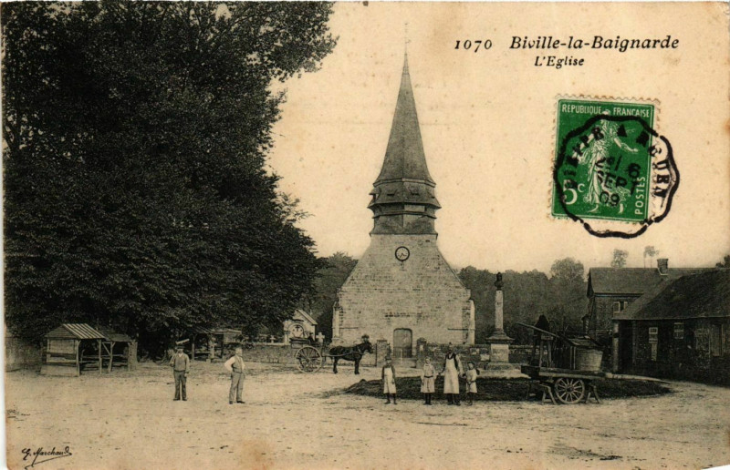 Carte postale ancienne Biville-la-Baignard Eglise