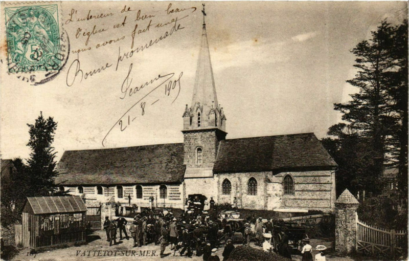 Carte postale ancienne Vattetot-sur-Mer Eglise à Vattetot-sur-Mer