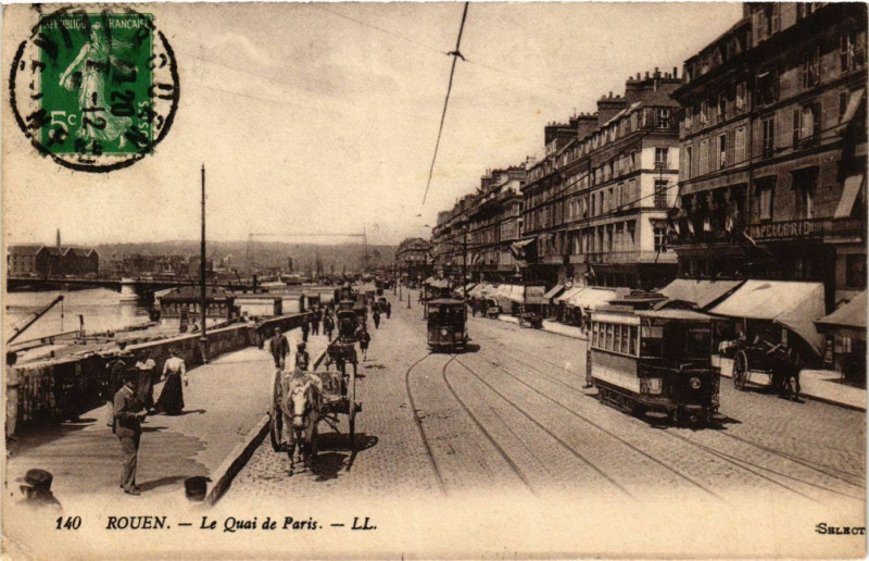 Carte postale ancienne Rouen Le Quai de Paris à Rouen
