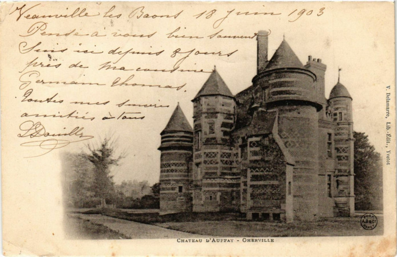 Carte postale ancienne Oherville Chateau d'Auffay à Oherville