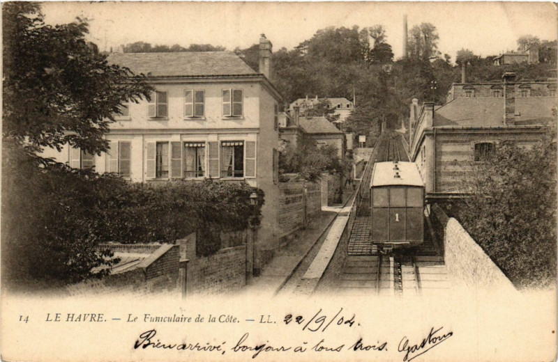 Carte postale ancienne Le Havre Le Funiculaire de la Cote au Havre