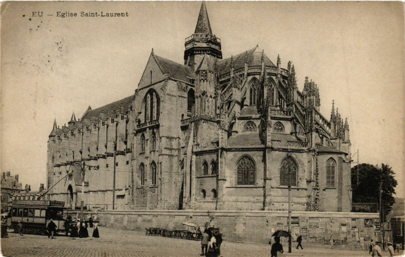 Carte postale ancienne Eu Eglise Saint-Laurent à Eu
