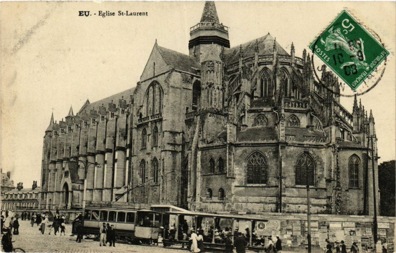 Carte postale ancienne Eu - Eglise Saint-Laurent à Eu