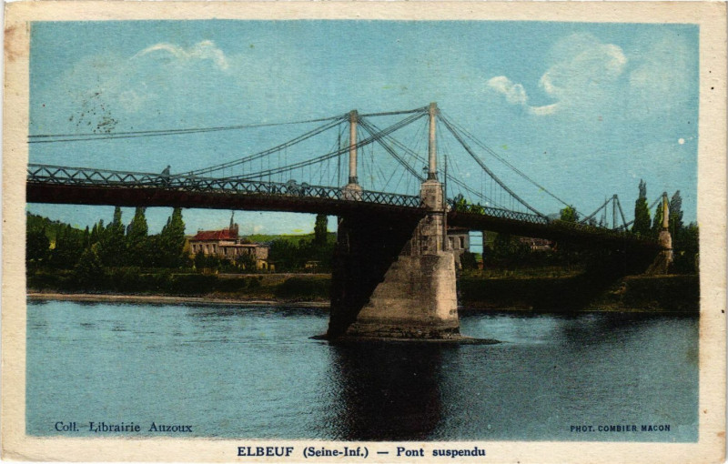 Carte postale ancienne Elbeuf Pont suspendu à Elbeuf