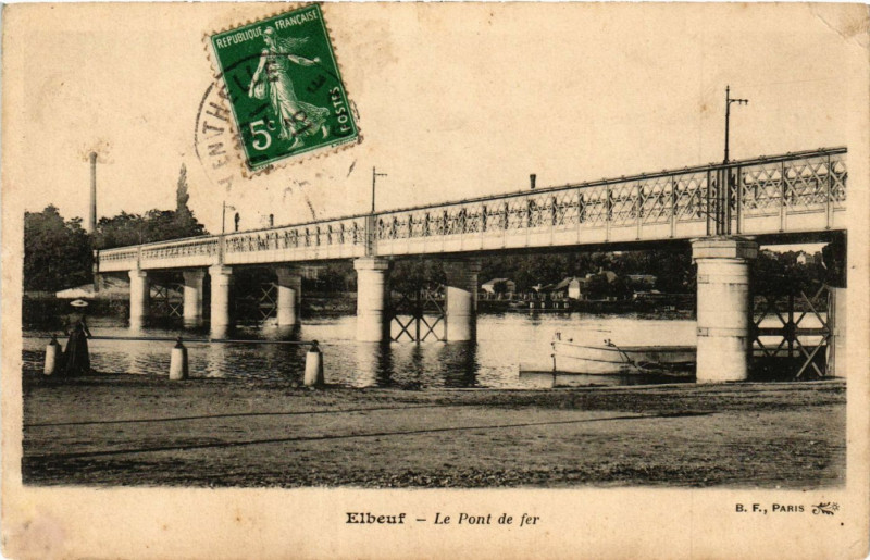 Carte postale ancienne Elbeuf Le Pont de fer à Elbeuf