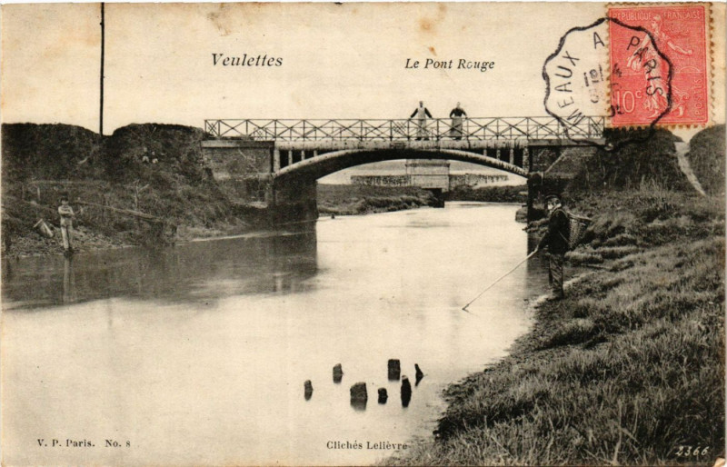 Carte postale ancienne Veulettes Le Pont Rouge à Eu