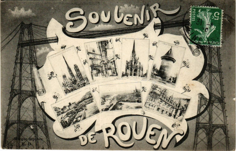 Carte postale ancienne Rouen Souvenir à Rouen