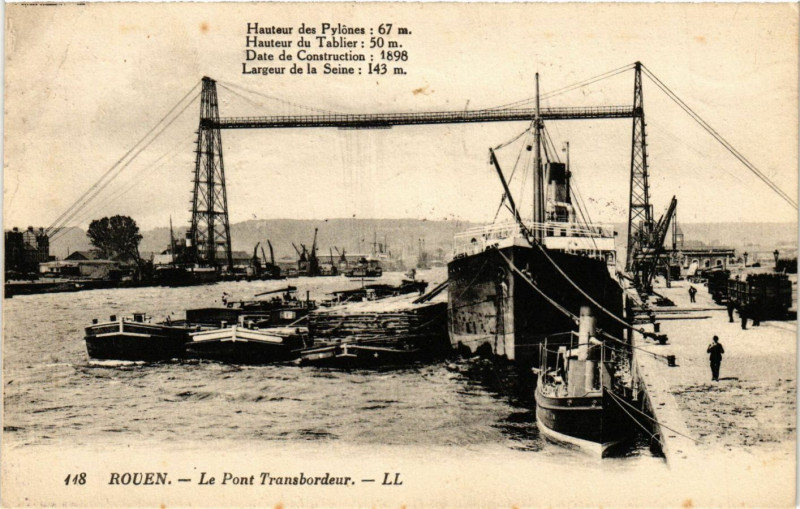 Carte postale ancienne Rouen Pont Transbordeur à Rouen