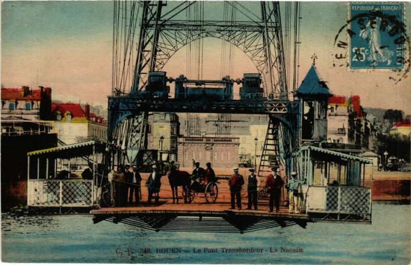 Carte postale ancienne Rouen Les Pont Transbordeur-La Nacelle à Rouen