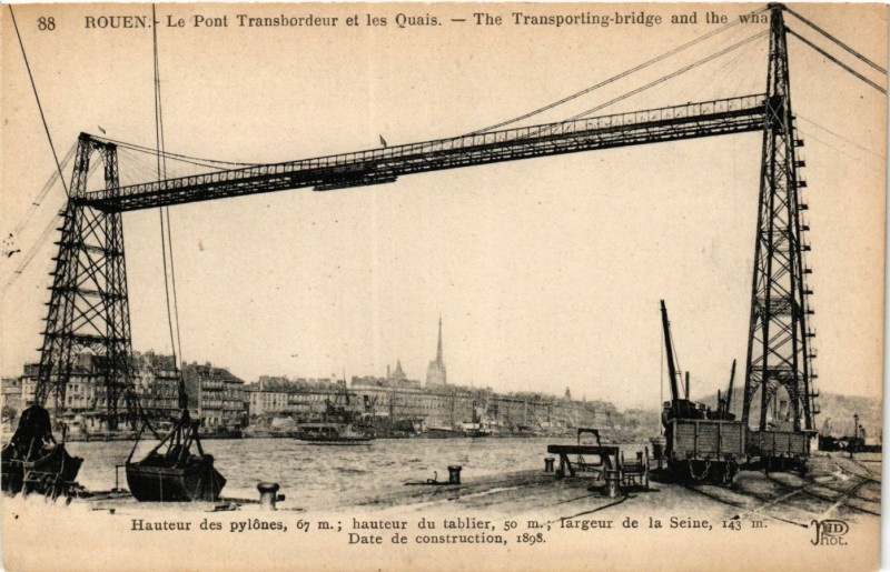 Carte postale ancienne Rouen Le Pont Transbordeur et les Quais à Rouen