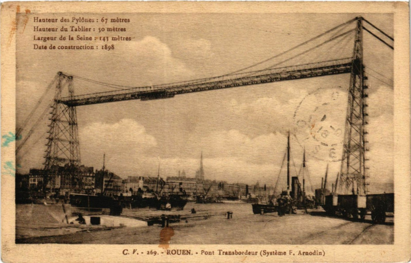 Carte postale ancienne Rouen Le Pont Transbordeur à Rouen