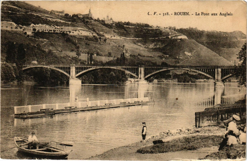 Carte postale ancienne Rouen Le Pont aux Anglais à Rouen