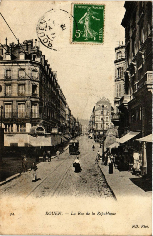 Carte postale ancienne Rouen La Rue de la Republique à Rouen