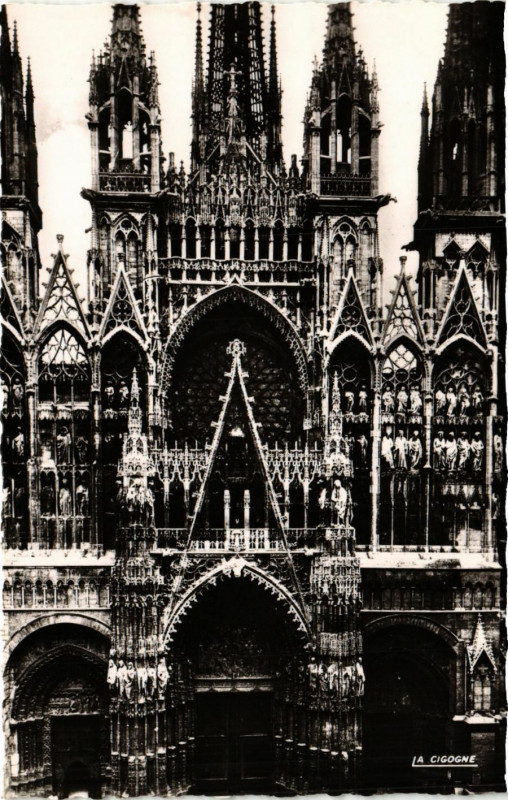 Carte postale ancienne Rouen La Cathedrale-Ensemble de la facade à Rouen