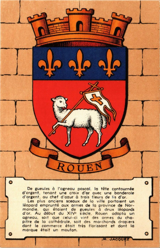 Carte postale ancienne Rouen Heraldique des Villes de France par Maurice Jacquez à Rouen