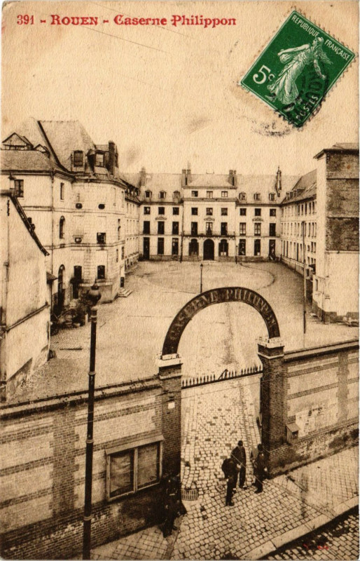 Carte postale ancienne Rouen Caserne Philippon à Rouen