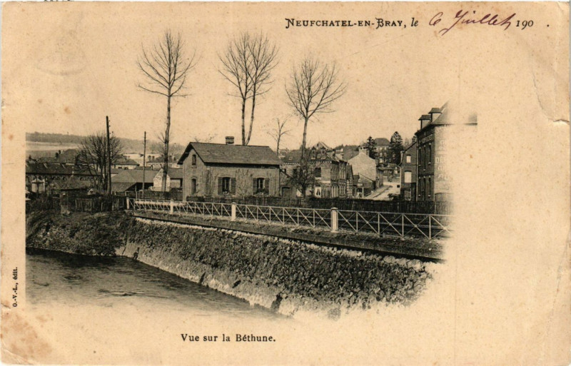 Carte postale ancienne Neufchatel en Bray Vue sur la Bethune à Eu