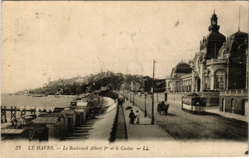 Carte postale ancienne Le Havre Le Boulevard Albert Ier et le Casino au Havre