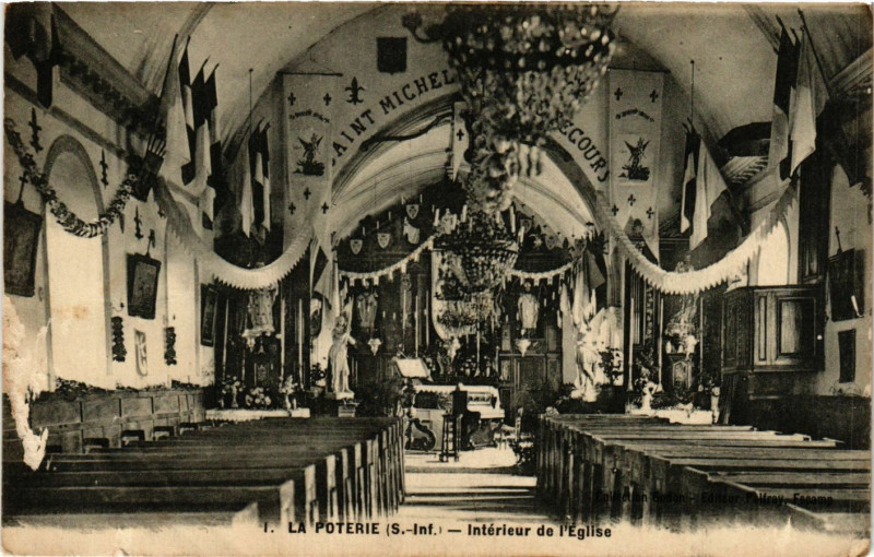 Carte postale ancienne La Poterie Interieur de l'Eglise à Eu