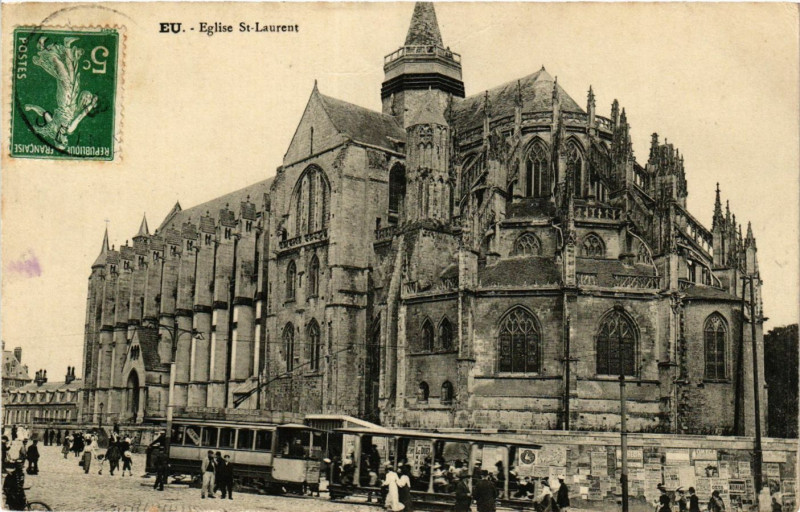 Carte postale ancienne Eu - Eglise Saint-Laurent à Eu