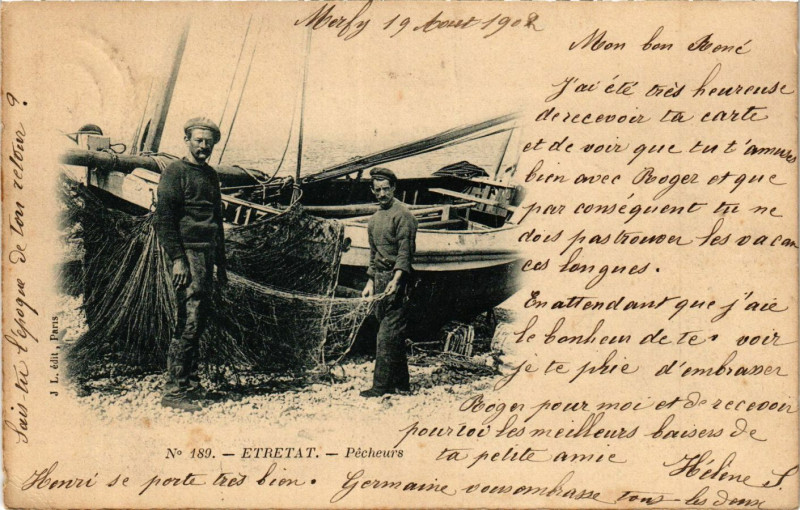 Carte postale ancienne Etretat Pecheurs à Étretat