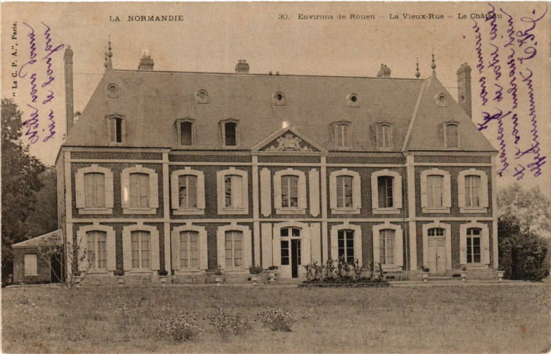 Carte postale ancienne Env. De Rouen La Vieux Rue-Le Chateau à Rouen