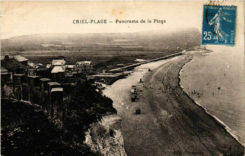 Carte postale ancienne Criel Plage Panorama de la Plage