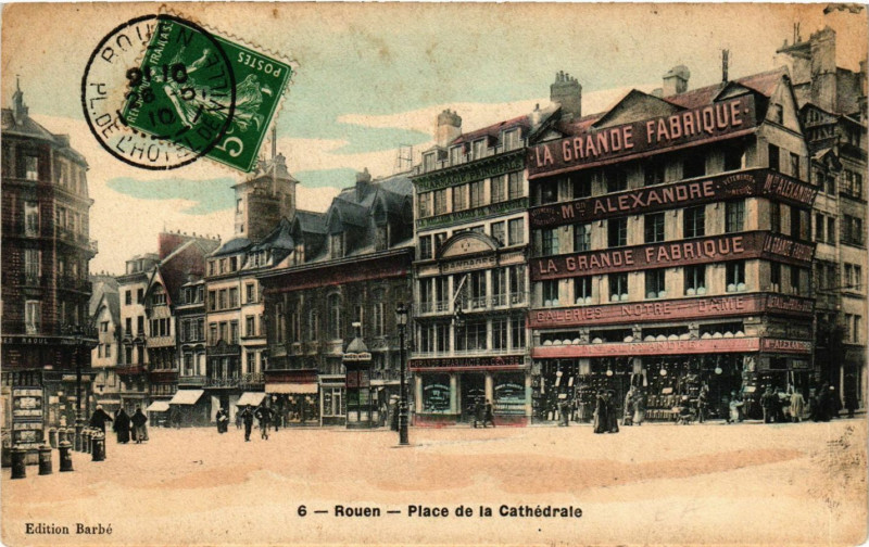 Carte postale ancienne Rouen-Place de la Cathedrale à Rouen